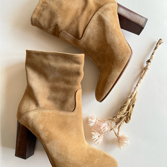 Polo Ralph Lauren Brindley Tan Suede Boot with stacked heel Size 7.5 - Picture 2 of 8